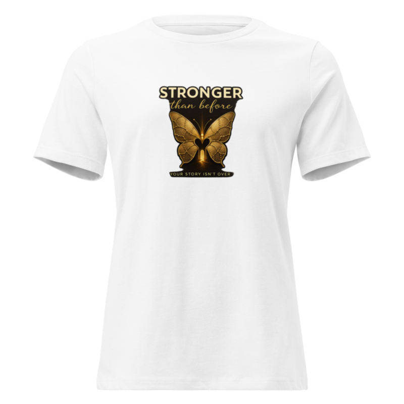 Stronger Than Before Butterfly Tee - "Your Story Isn't Over" Inspirational Women's Shirt – S, White