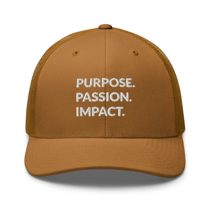 HFTT Trucker Cap | Purpose. Passion. Impact. (Colors Available) – One size, Caramel