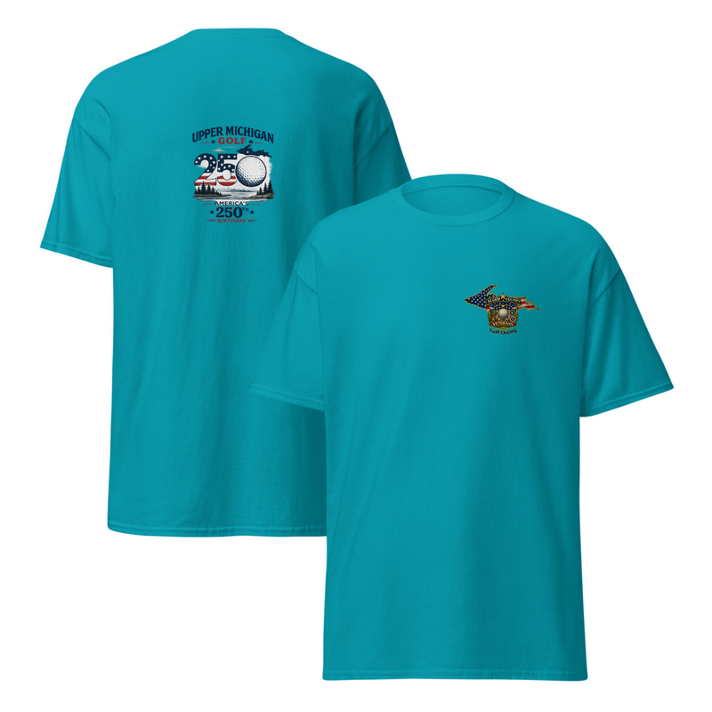 Alger County Veteran's Gol Outing Logo #5 Unisex classic tee – S, Tropical Blue