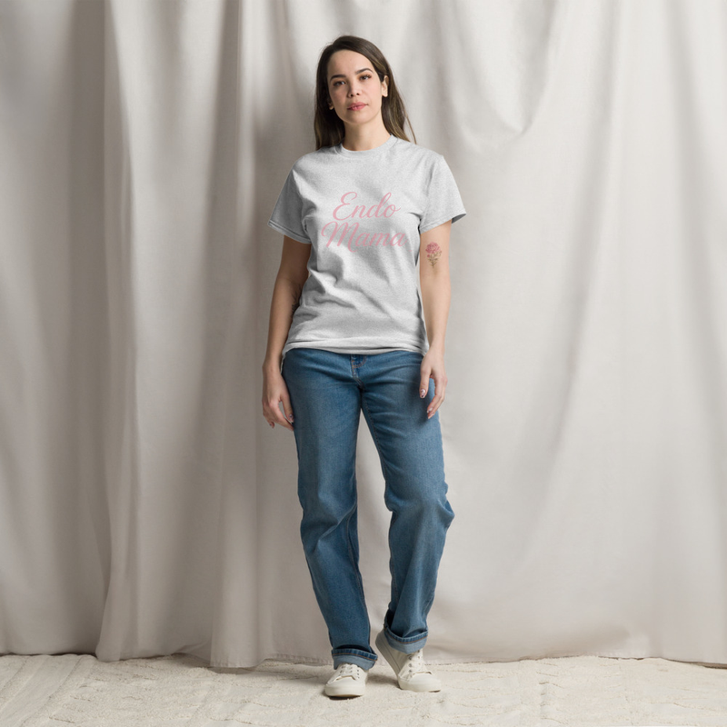 Endo Mama Unisex Light Gray Classic Tee – Image 3