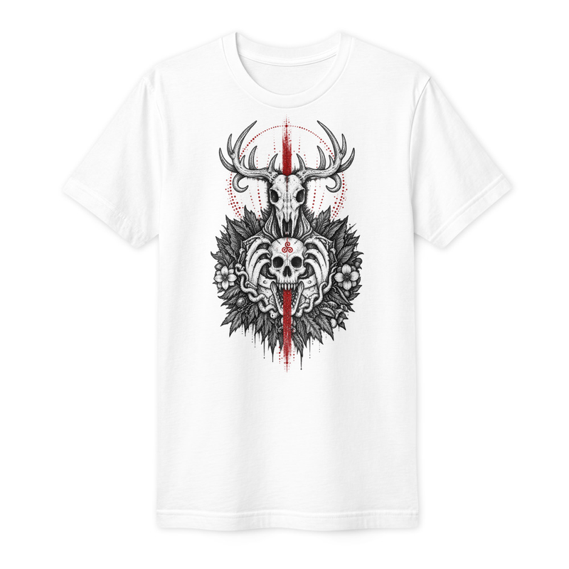 Occult Deer Skull Gothic Totem Fine Jersey T-Shirt