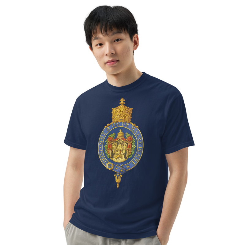 Unisex RTV-HC-0002 - Crowned Ethiopian Imperial Heraldic Emblem garment-dyed heavyweight t-shirt – L, True Navy