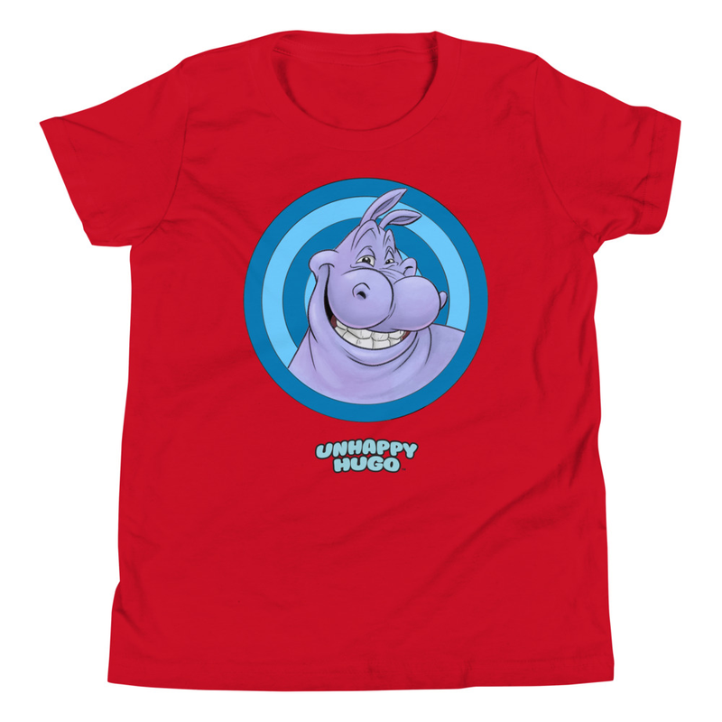 Unhappy Hugo Blue Circles T-Shirt for Kids – XL, Red