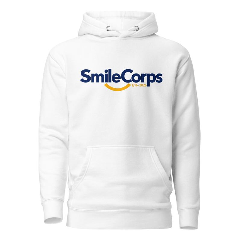 SmileCorps™ Founder Edition Hoodie | White | 1776–2026