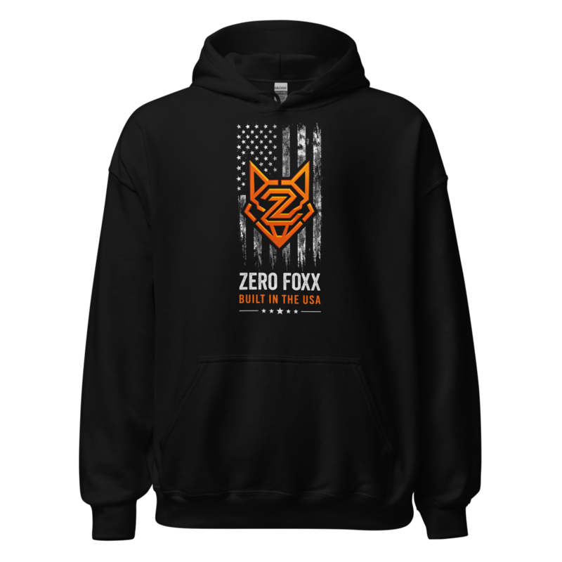 American Flag — Built in the USA | Double-Sided Hoodie — Black / S