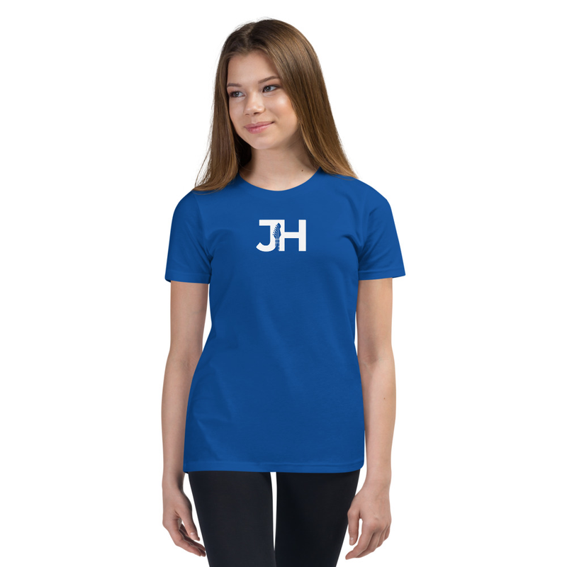 White JH Logo Youth Short Sleeve T-Shirt – S, True Royal