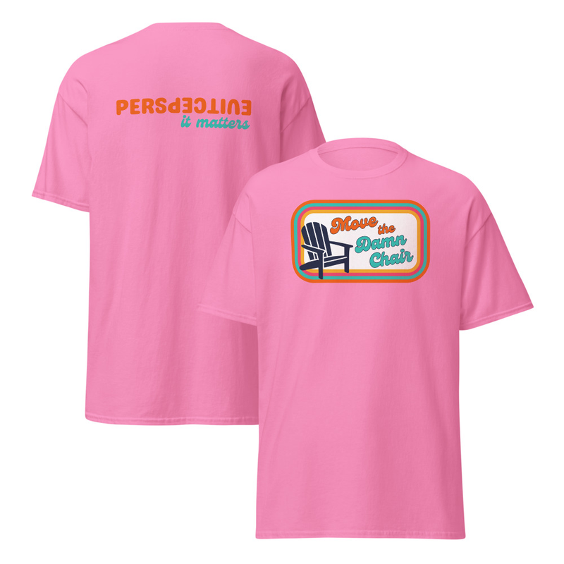 Unisex T-shirt - Chair Front, Perspective Back – L, Azalea