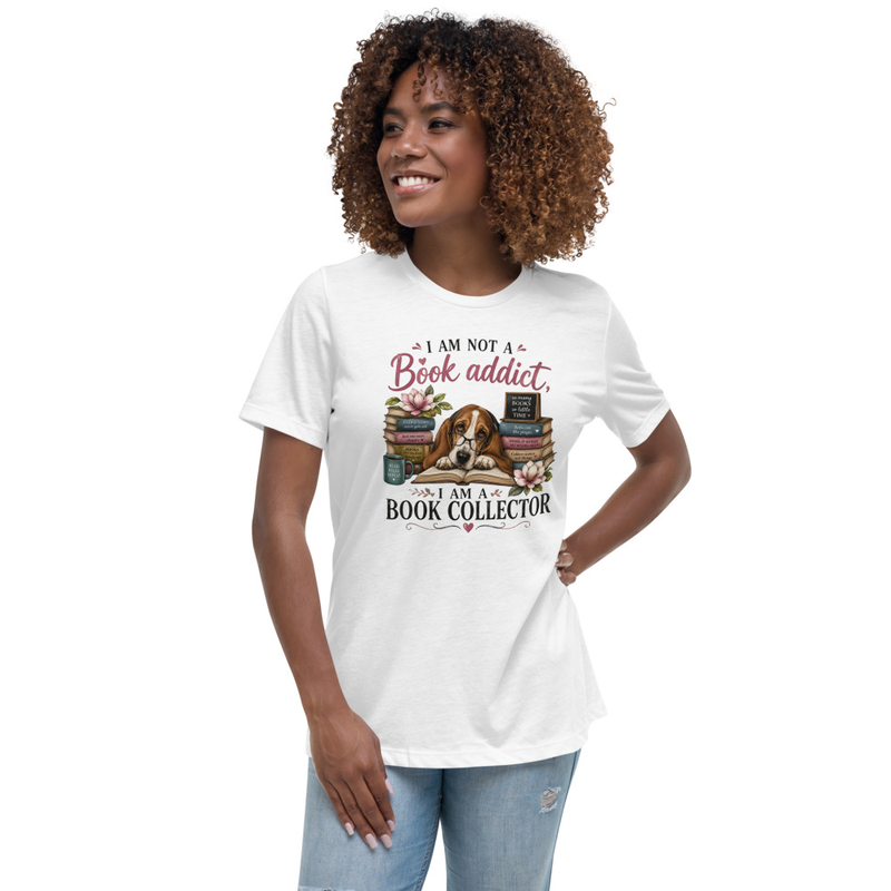 Women's Relaxed T-Shirt-Book Addict – S, White