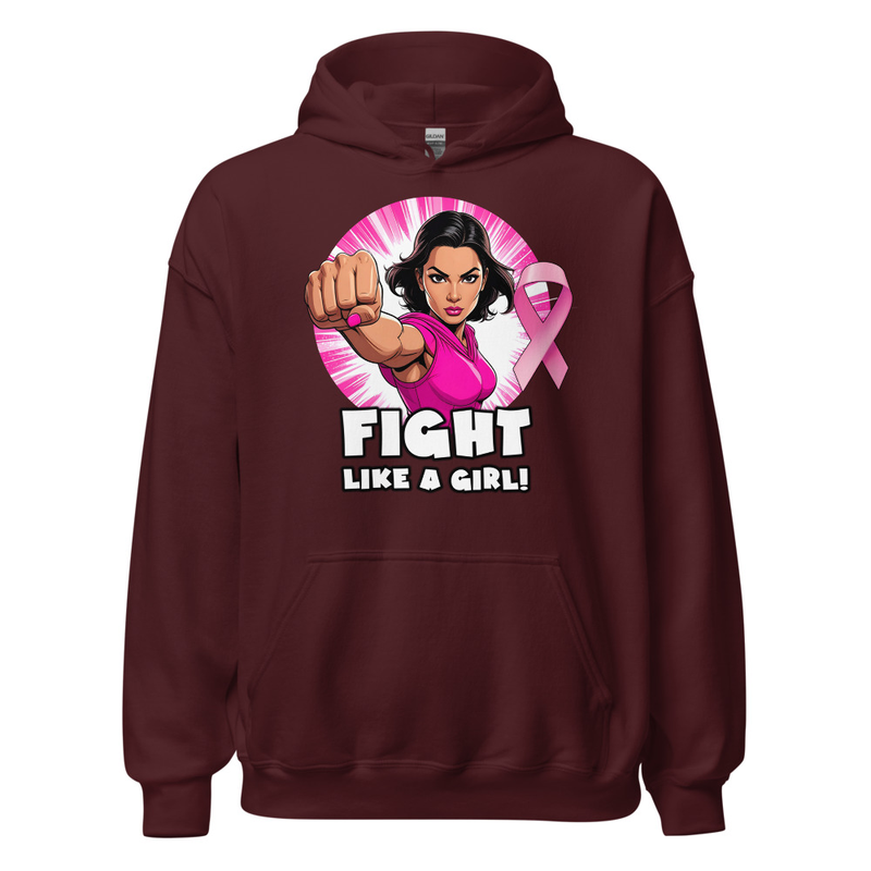 "Fight Like A Girl" Unisex Heavy Blend Hoodie – XL, Maroon
