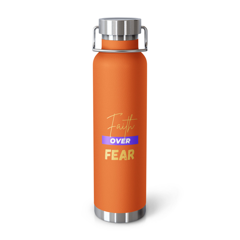 Faith Over Fear Copper Vacuum Insulated Bottle (22oz) – 22oz, Orange