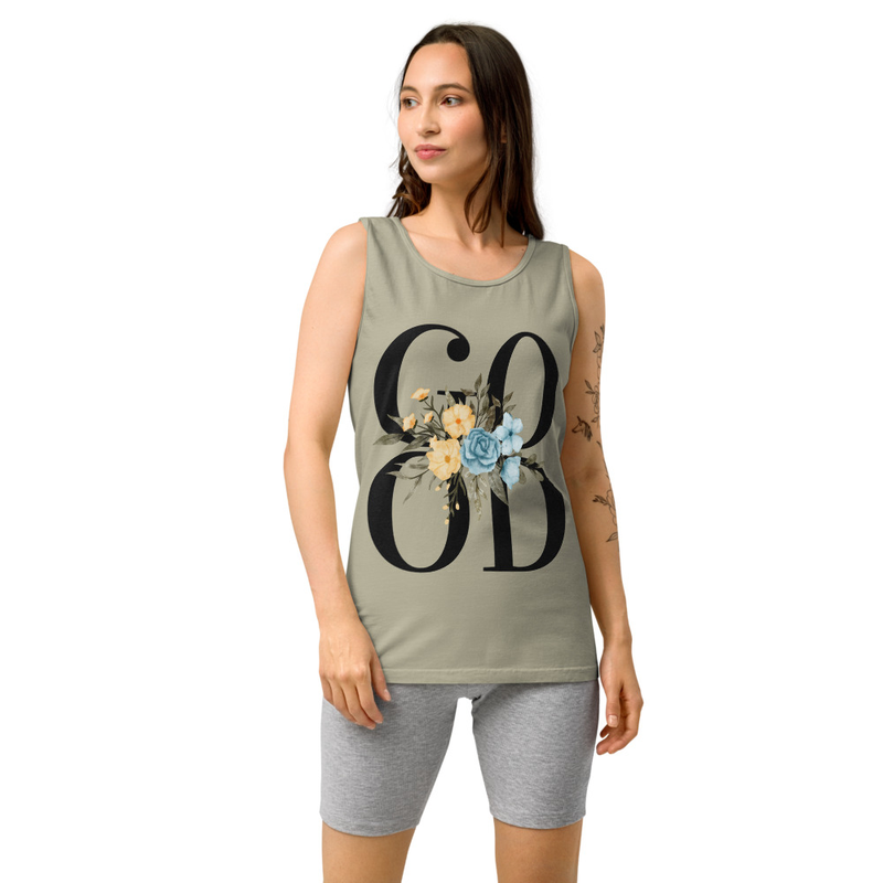 Good Floral Women's Tank Top | Genesis Creation Christian Top – XL, Sandstone