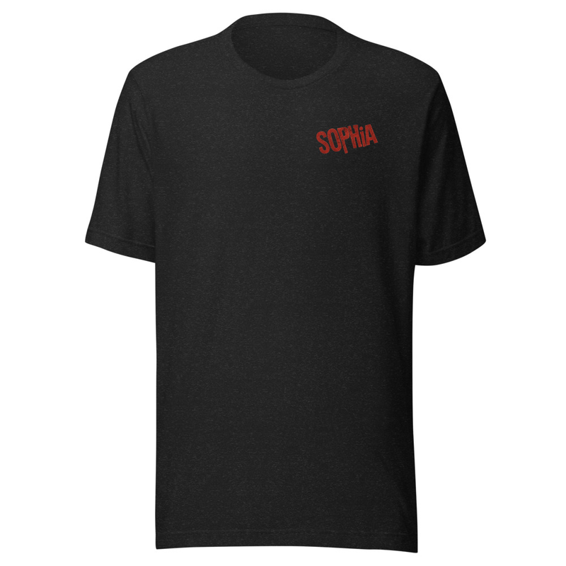 Sophia Vintage Guitar Poster Front and Back Black Unisex t-shirt