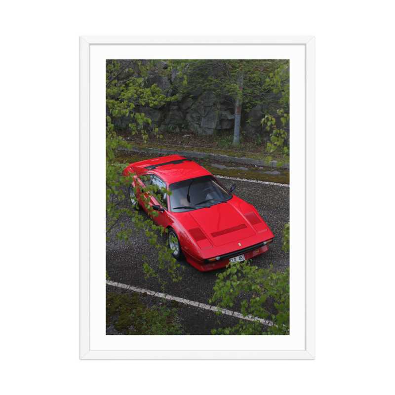 Ferrari 308 GTB QV - Framed print of the Stallion – 50×70 cm, White