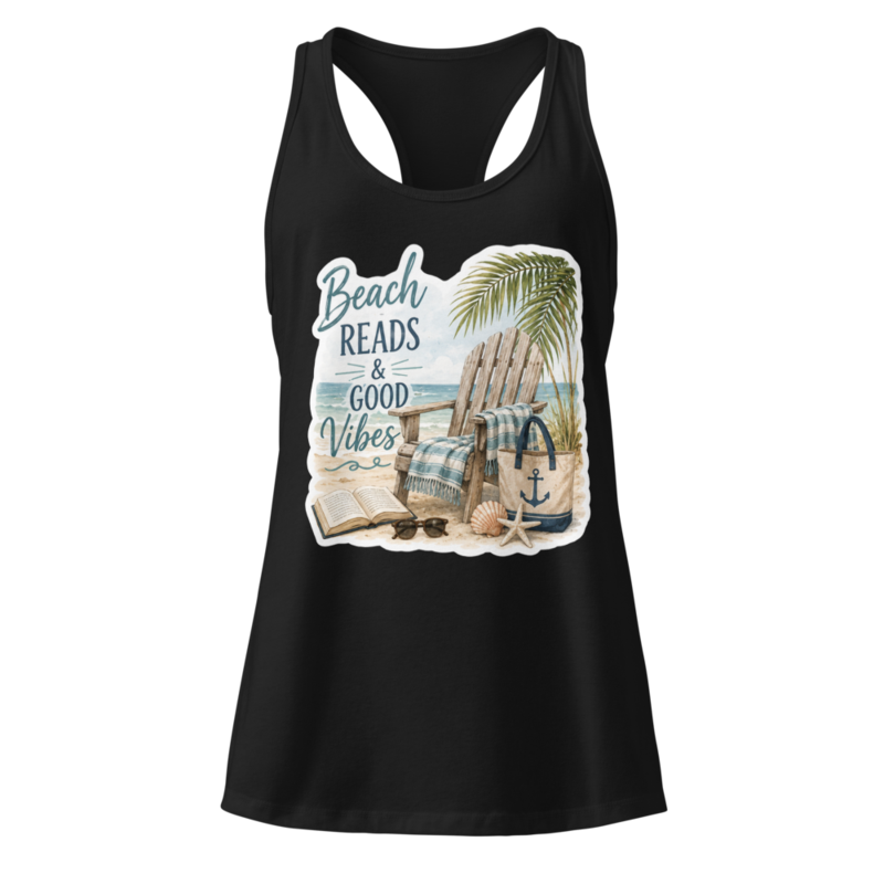 Beach Reads Women’s fitted racerback tank top – S, Black