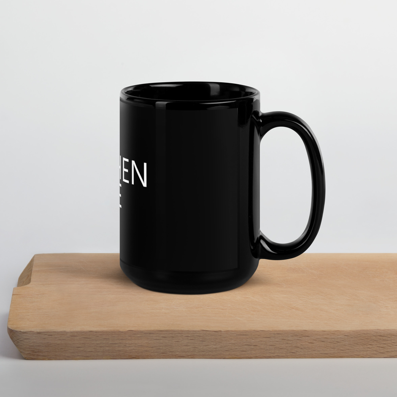 Kitchen Table Black Glossy Mug – 15 oz, Black