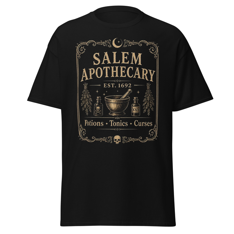 Salem Apothecary T-Shirt, Vintage Witchy Graphic Tee, Potions Tonics Curses
