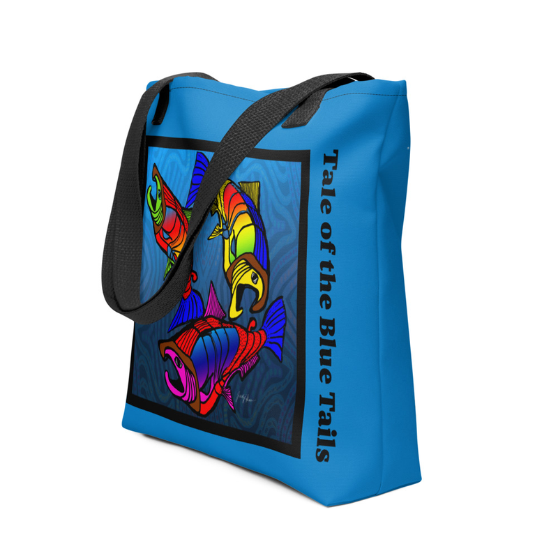 Salmon Tale of the Blue Tails - Custom Tote bag