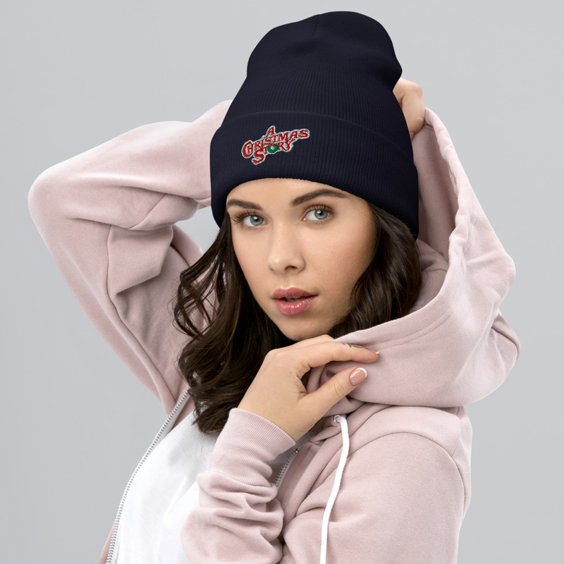 Cuffed Cuffed Beanie: A Christmas Story Style 1983  – One size, Navy