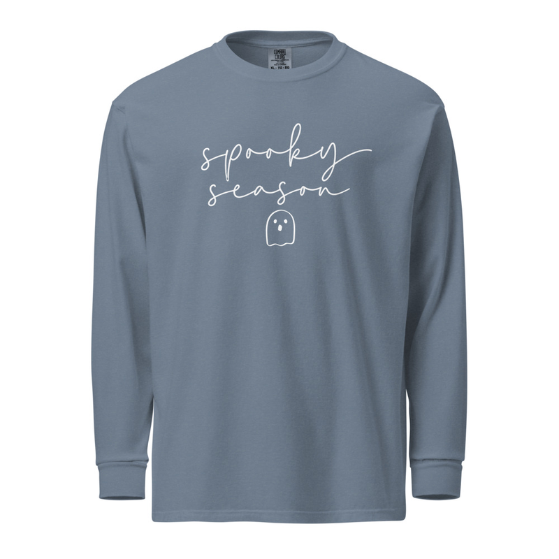 Simple Spooky Ghost Long Sleeve- White Text