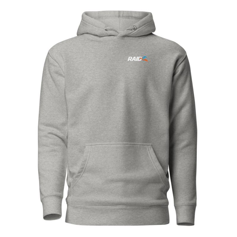 RAID Wear Shark Unisex Hoodie – S, Carbon Grey