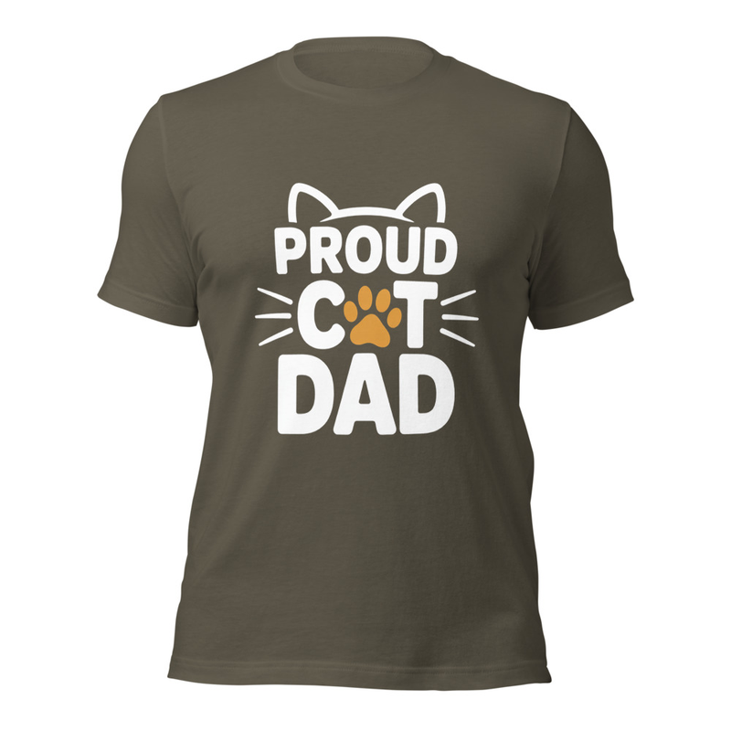 Cat Dad Tee in Army