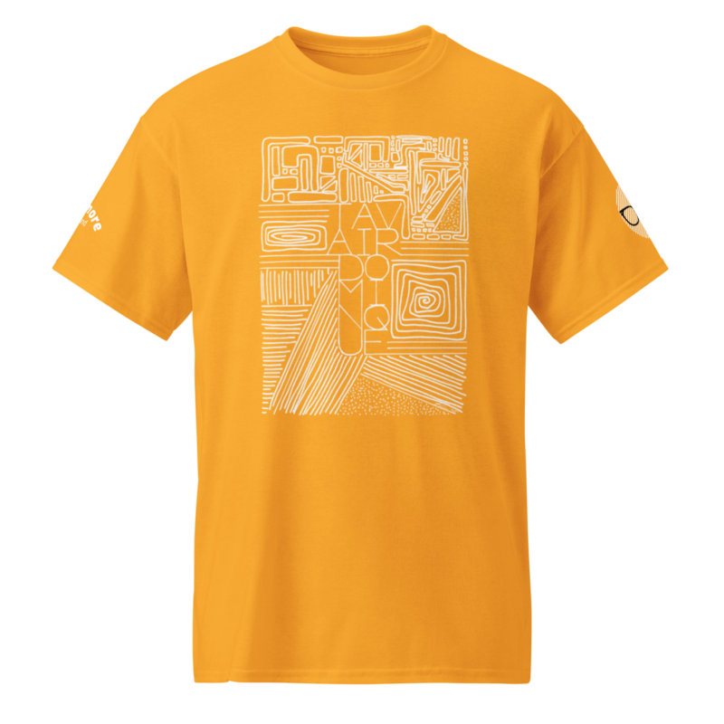 Stacked Name Design Inverted + Sleeve Logos - T-Shirt