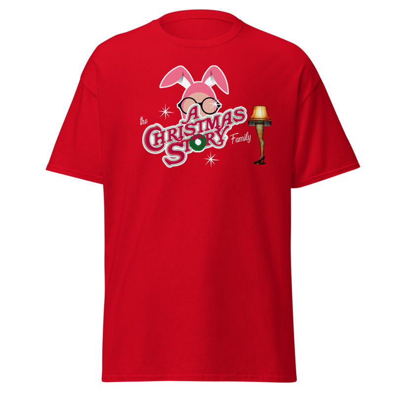 The A Christmas Story Family” Bunny Suit Logo Tee – XL, Red