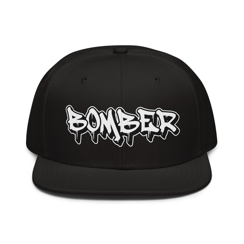 TAGGA BOMBER White Letters Snapback Hat