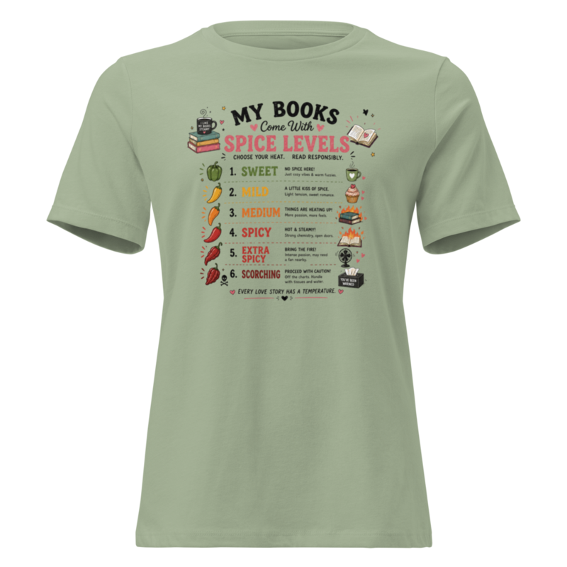 Spicy Books Women's Relaxed T-Shirt – L, Sage
