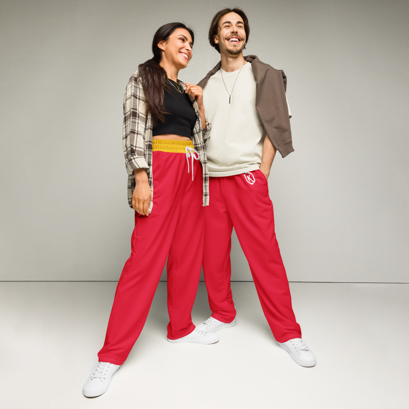 Kicxs Wide-Leg Joggers - Red/Yellow