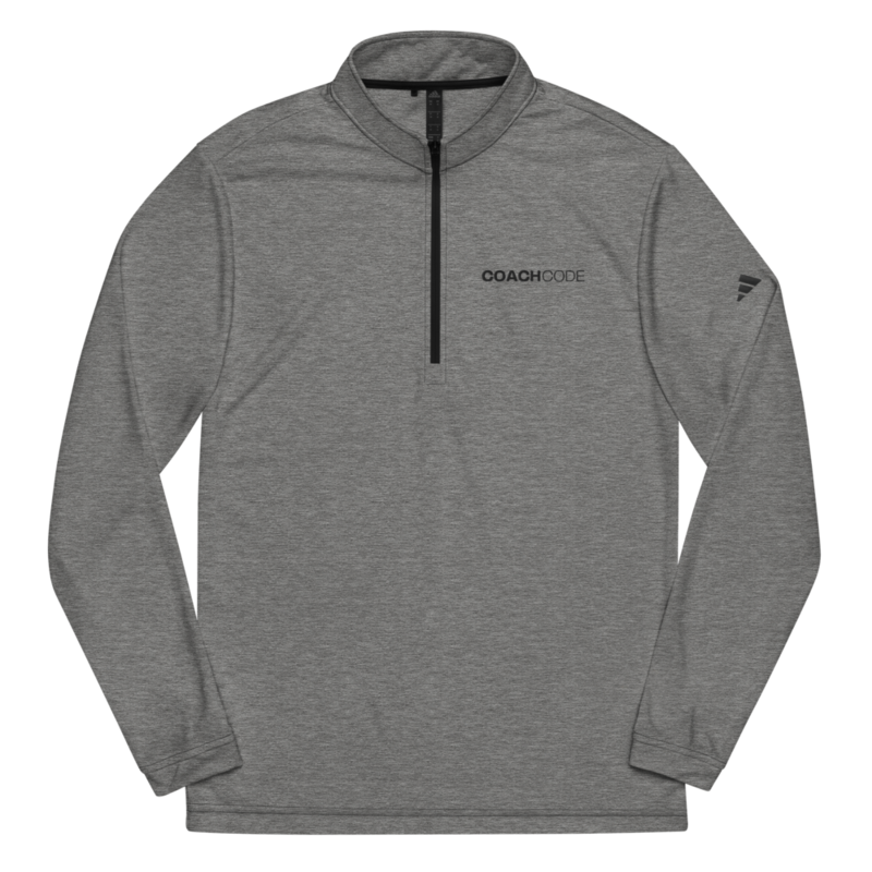 Coach Code Black Logo Quarter zip pullover – XL, Black Heather