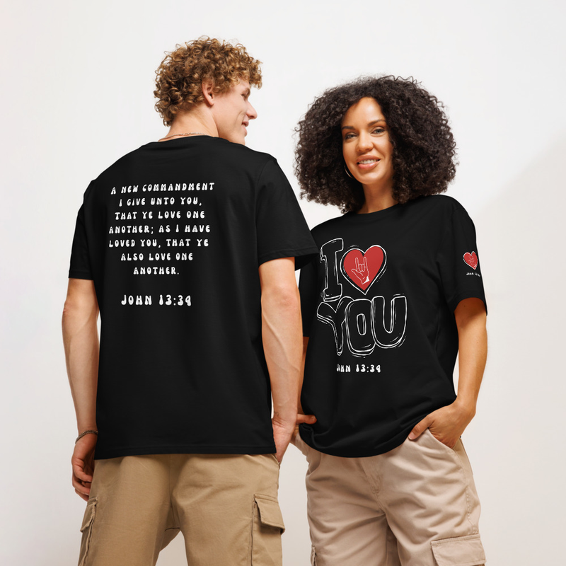 I Love you Unisex organic ribbed neck t-shirt