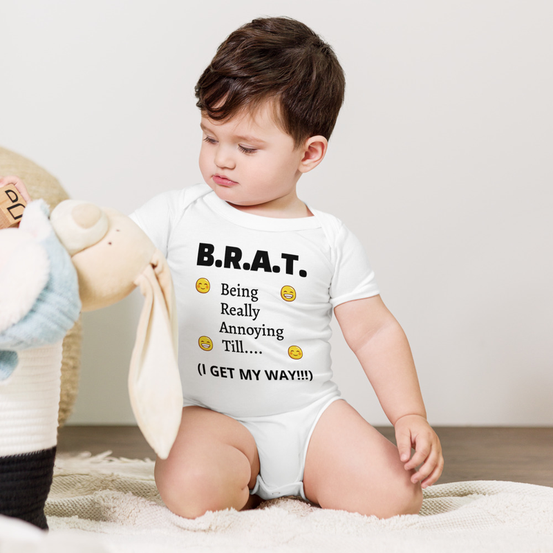B.R.A.T. Baby One Piece – 3-6m, White