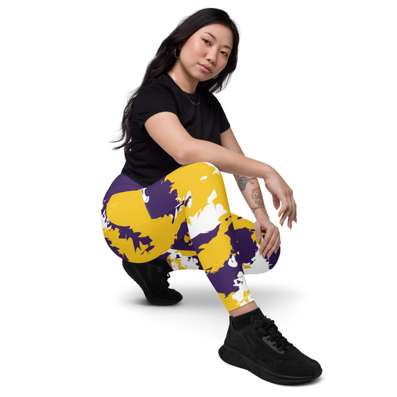 Kicxs Leggings With Pockets - Purple/Yellow/White Camo