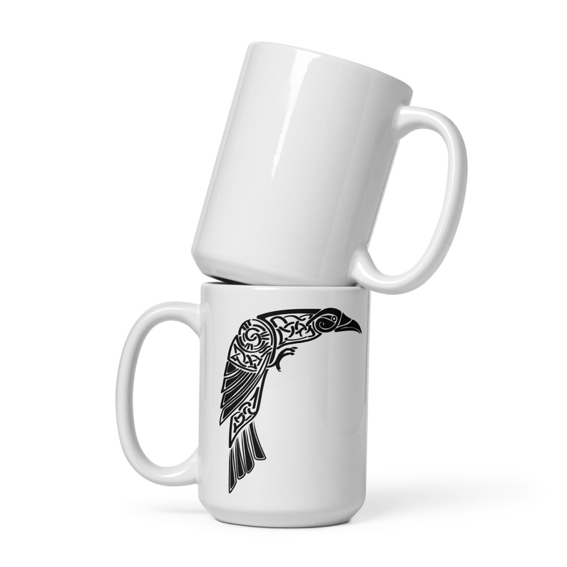 Nordic Raven White glossy mug