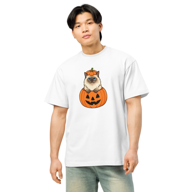 Ragdoll Cat Jack-O-Lantern Men's Box Tee
