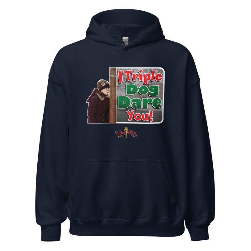 The “I Triple Dog Dare You!” Hoodie  “A Christmas Story Family Style” – S, Navy