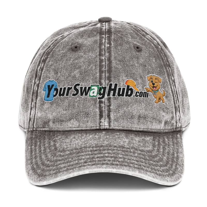 Your Swag Hub Vintage Twill Cap – One size, Charcoal Grey