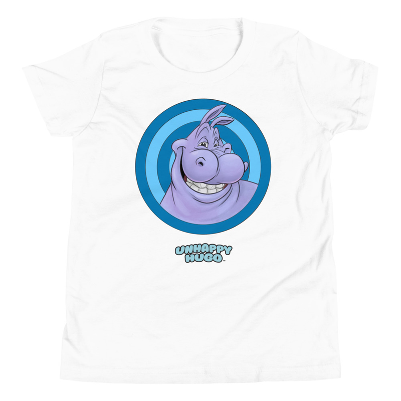 Unhappy Hugo Blue Circles T-Shirt for Kids – S, White