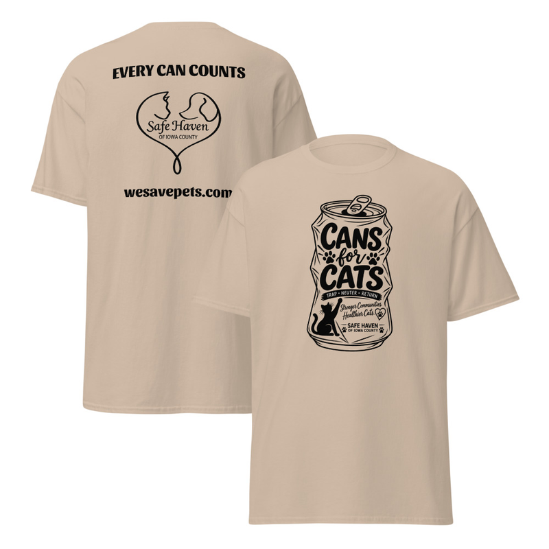 Cans For Cats Unisex T-Shirt – S, Sand
