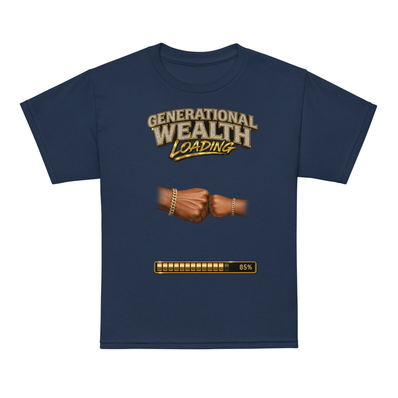 Generational Wealth Youth T-Shirt – XL, Navy