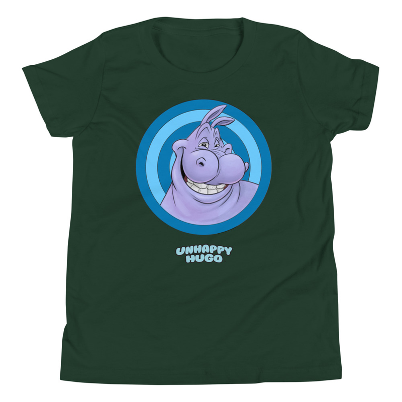 Unhappy Hugo Blue Circles T-Shirt for Kids – S, Forest
