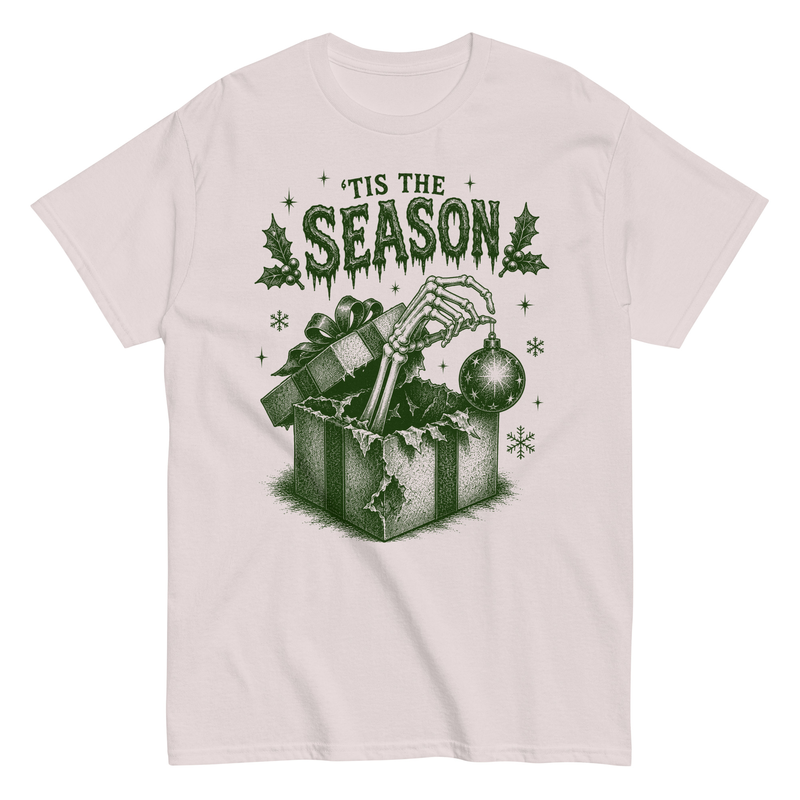 ’Tis the Season Skeleton Christmas T-Shirt – 3XL, Ice Grey