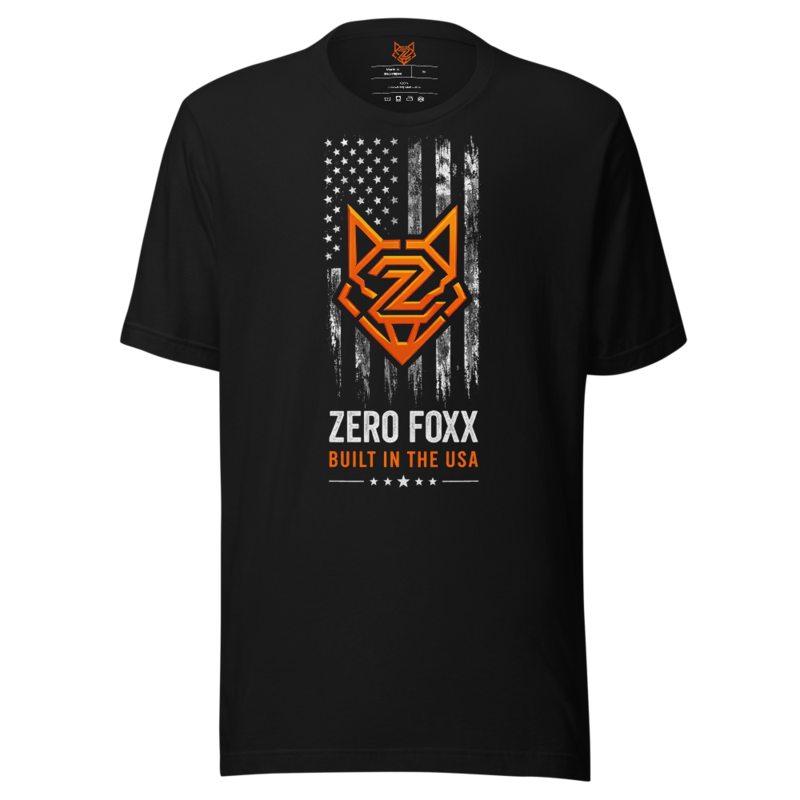 American Flag — Built in the USA | Double-Sided Tee — Black / XS
