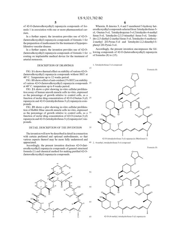 Patent US9321782 - Rapamycins Branches, Cellular Control - default