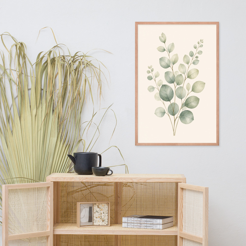 Eucalyptus Stem Framed Botanical Wall Art — Minimalist Watercolor — thumbnail 12