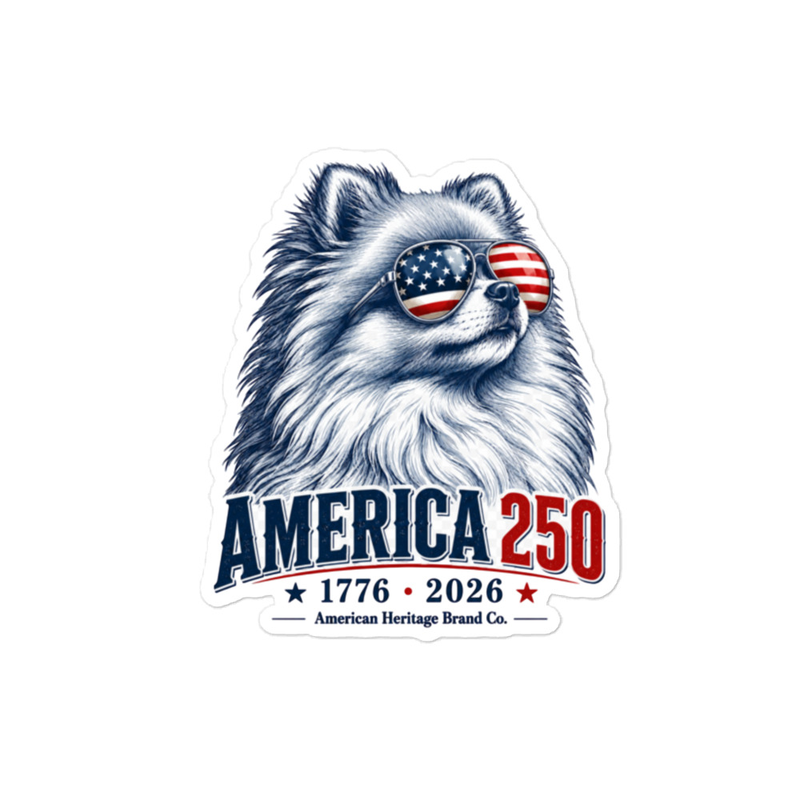 America 250 Dog Sticker 03 – 4″×4″, White