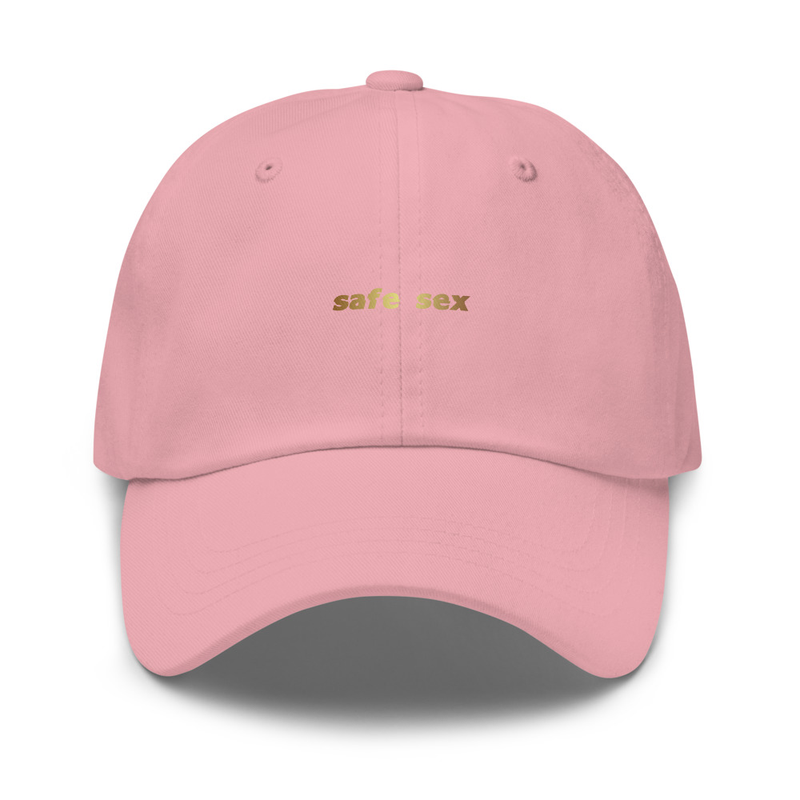 Safe Sex Dad Hat (Gold Print) – One size, Pink