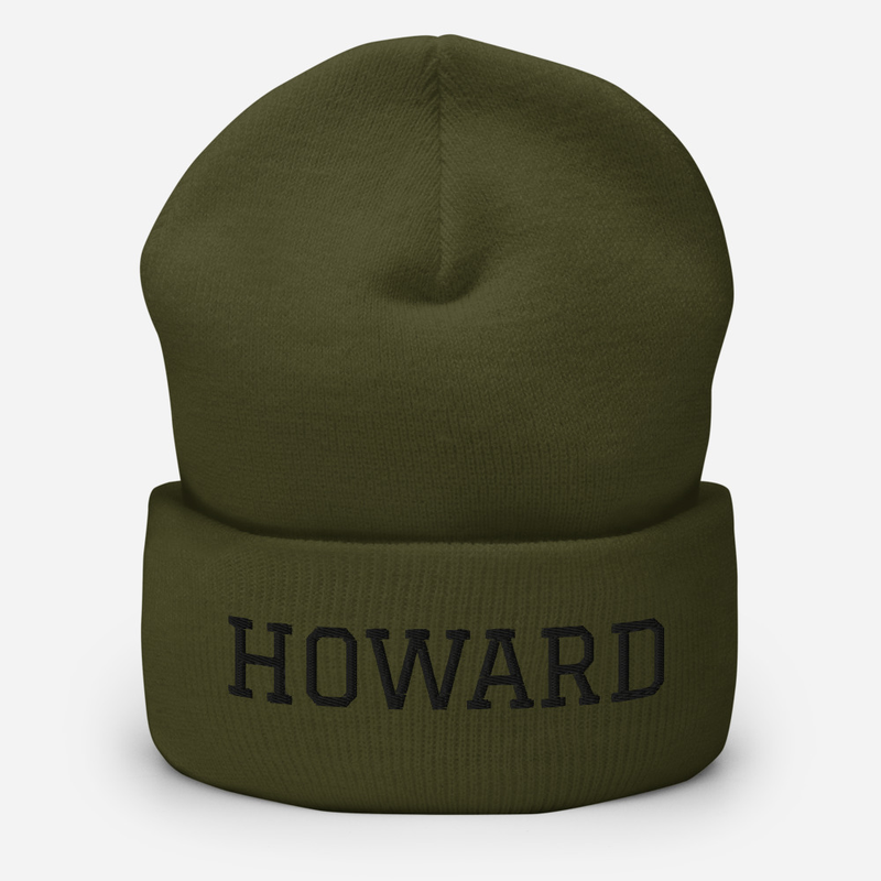 Cuffed Beanie (Black font) – One size, Olive
