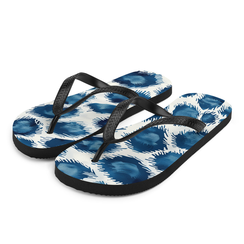 Blue & White Cheetah Prints Flip-Flops House or Outdoor Slippers